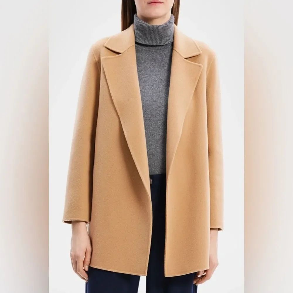Theory Sileena Winsome Wool Cashmere Open Front Shawl Coat size S